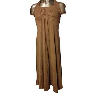 Carilyn Vaile Women's Brown Tie-Neck Halter Low Back Long Dress Small